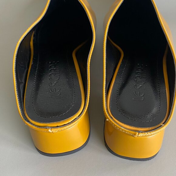 Le Scarpe Mustard Patent Synthetic Leather Mules 8.5/9 - Picture 9 of 10